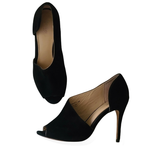 Botkier Adelia D'orsay Peep toe Slip on suede bootie heels size 5.5 - Picture 2 of 12